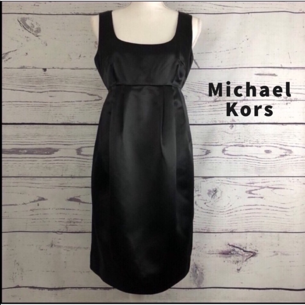 MICHAEL KORS Satin Little Black Cocktail Dress